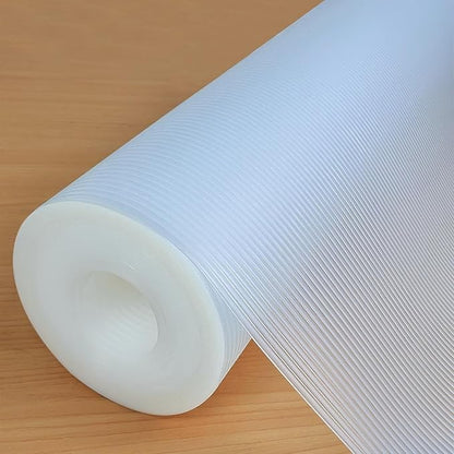 Hersvin Shelf Liners 22 in x 20 ft EVA Drawer Mats, Non-Adhesive Cupboard Protector, Kitchen Cabinet Lining Fridge Liner (Clear Stripe, 56x610cm)