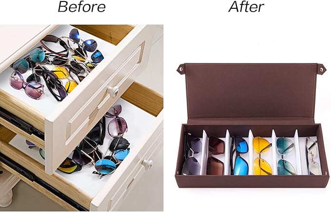 TRIUMPH VISION Sunglasses Organizer Storage Eyeglasses Holder - Multiple Glasses Case Box Eyewear Case with Lid