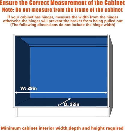 ROOMTEC Pull Out Cabinet Organizer, Cabinet Pull Out Shelves 28½" W x 21½" D, Heavy Duty Cabinet Drawers Slide Out Kitchen Cabinet Organizers Storage Shelf