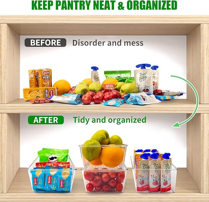 4 Pack Pantry Organizers,Clear Plastic Organizer Bins for Kitchen,Fridge,Drawer Organization and Storage, 4 compartment Snack Containers for Spice Packets,Tea bag