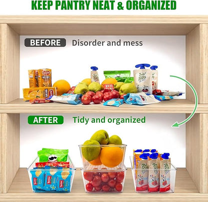 3 Pack Pantry Organizers,Clear Plastic Organizer Bins for Kitchen,Fridge,Drawer Organization and Storage, 4 compartment Snack Containers for Spice Packets,Tea bag