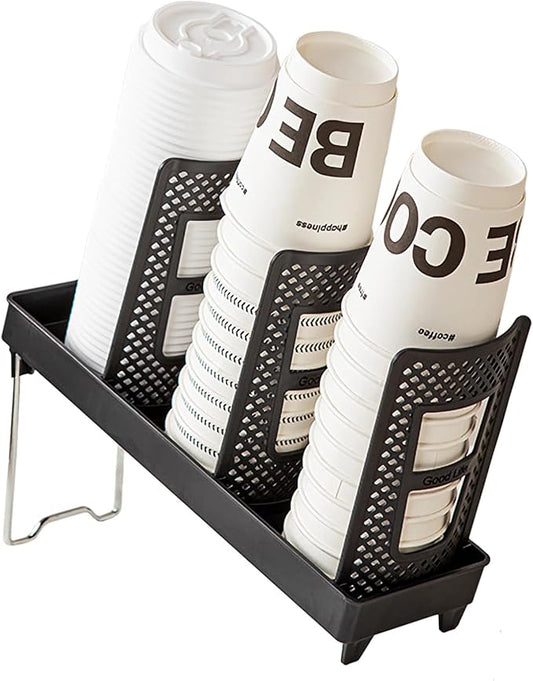Coffee Cup Holder, Disposable Cup Holder, Plastic Cup Holder 3 Slot, Suitable for Countertop Coffee Station, Bar, Restaurant, Breakroom Home