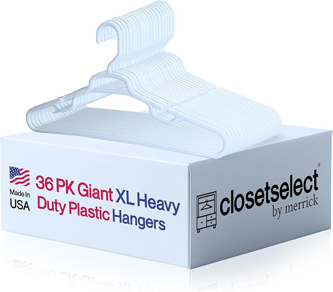 19" XL Plastic Hangers, Giant Heavy Duty Hanger, Merrick, XL Hanger, 36