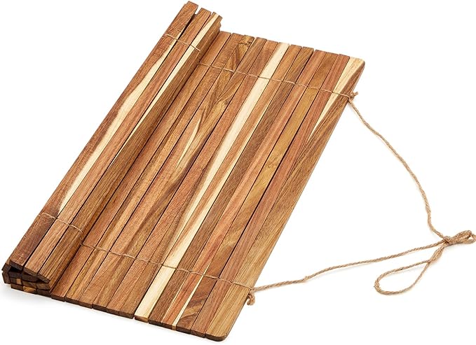 Maxdot Wooden Dish Drying Rack, 20.5 x 16 Inch Roll up Kitchen over Sink Dish Drying Rack for Dishes, Plates, Bowls, Wooden Cover Counter Space, Crack Resistant Drainer, Kitchen Supplies(Khaki)