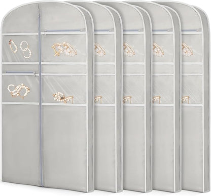 43" Garment Bag for Travel for Hanging Clothes Storage Hanging Suit Cover with Zipper and Accessory Storage for Coats, Dresses, Suits