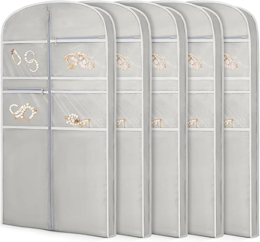43" Garment Bag for Travel for Hanging Clothes Storage Hanging Suit Cover with Zipper and Accessory Storage for Coats, Dresses, Suits
