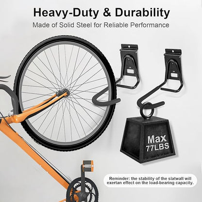 Slatwall Bike Hooks, Heavy Duty Bicycle Hangr with PVC Coating, Wall Mount Vertical Bicycle Storage Rack - 8 Pack