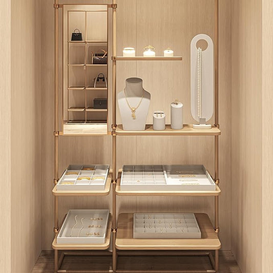 Oirlv Stockable 24 Grids Insert Jewelry Tray Pendant Earrings Storage Trays Showcase Display Organizer