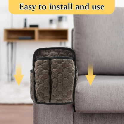 HADEEONG Remote Control Holder, Non Slip Bedside Caddy TV Remote Holder Armchair Caddy, Recliner Armrest Organizer with 14 Pockets for Cell Phone TV Remote Control Magazines