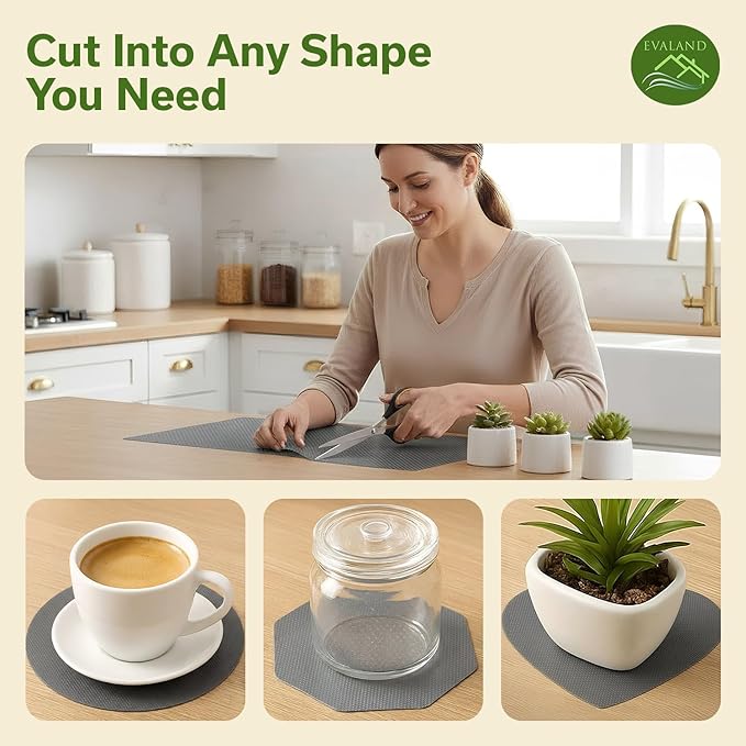 EVALAND Shelf Liners for Kitchen Cabinets Non-Adhesive 17.7" x 33 FT Grey Drawer Liner Non Slip, Washable Cabinet Liner, Waterproof Shelf Liners for Cabinets, Refrigerator Bathroom Pantry Cabinet Mat