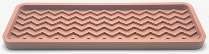 Happitasa Silicone Kitchen Sink Organizer Tray, Sponge Holder and Countertop Protector | Bathroom and Kitchen Soap Dish and Dispenser Tray (Mocha, 12" x 4", 9.2 Ounces, Zigzag)
