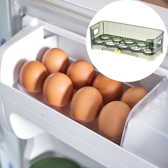 Egg Holder,Home Egg Container for Refrigerator Side Door Egg Dispenser Stackable Organizer Tray Container for Kitchen or Pantry Organizers and Storage Cupboard Cabinet, Green