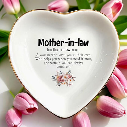 Wedding Ring Dish Jewelry Trinket Tray for Mother-in-law,Bridesmaid,Mother of the Bride/Groom-Engagement,Bridal Shower,Bachelorette Gifts for Couples,Mr. Mrs. (Mother-in-law 1)