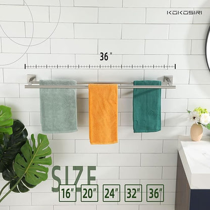 KOKOSIRI Towel Holder Bath Towel Bar with Two Rails for Bathroom Kitchen Towel Racks 36 Inch Brushed Nickel Stainless Steel B5005BR-L36