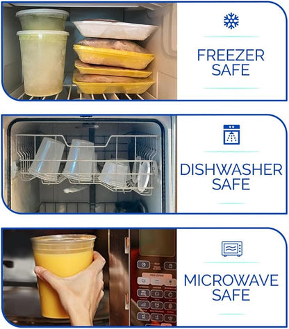 Healthy Packers Food Storage Containers with Airtight Lids - Clear Plastic Food Storage Jars - BPA Free| Leakproof - Microwaveable - Reusable - Dishwasher & Freezer Safe (8oz, 16oz, 32oz) 36 Pack