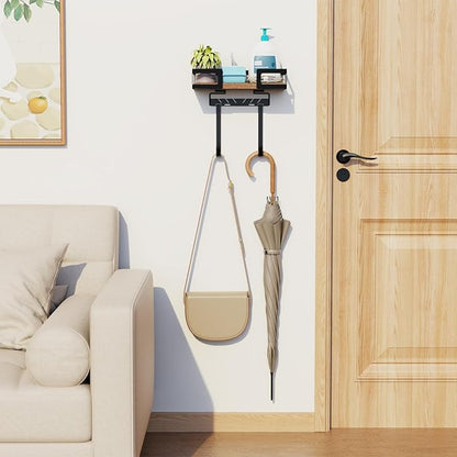 Ironing Board Holder Wall Mount, Heavy-Duty Metal Ironing Board Hanger with Hooks, Space-Saving Storage Rack for Laundry Room, Garage or Door, Black