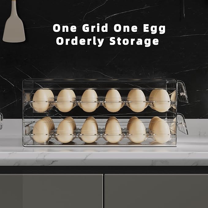 HIYOHIYO Clear 40 Egg Holder for Fridge, High Capacity Egg Storage for Refrigerator, Large Egg Container for Refrigerator, Stackable Eggs Storage Trays for Countertop (2 Layer, 9.8"x 8.5"x 5.5")