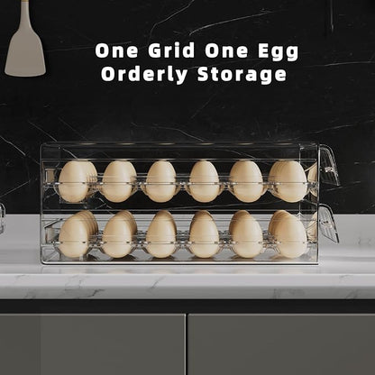 HIYOHIYO Clear 40 Egg Holder for Fridge, High Capacity Egg Storage for Refrigerator, Large Egg Container for Refrigerator, Stackable Eggs Storage Trays for Countertop (2 Layer, 9.8"x 8.5"x 5.5")