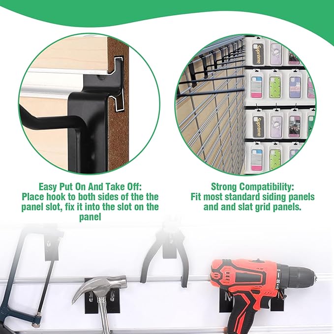 30Pcs 2 Inch/5CM Silver Slatwall Panel Hooks, Heavy Duty Slat Wall Hanging Display Hooks Pegboard Metal Hanger Hook for Gridwall Garage Shop Retail (Wire Diameter 5.6mm/ 0.22”)