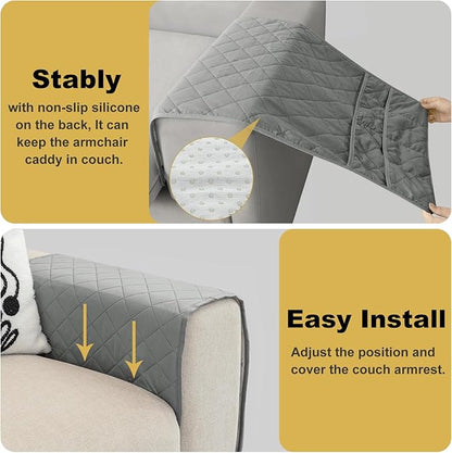 Gloserin Remote Control Holder for Recliner,Armchair Caddy,Non Slip Sofa Armrest Storage Organizer for Recliner Couch with 6 Pockets for TV Remote,Cell Phone,Magazine (Grey)
