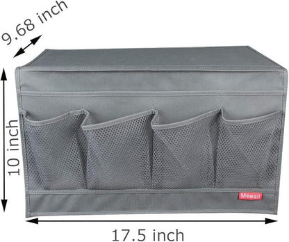 Meeall Bedside Storage Organizer with 6 Pockets, Bedside Caddy, Table Cabinet Storage Organizer, TV Remote Control, Phones, Magazines, Tablets, Accessories, Gray