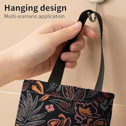 Plastic Bag Holder, Wall Mount Grocery Bag Organizer, Funny Hanging Trash Bag Storage Dispenser for Home Kitchen Boho Orange Leaf