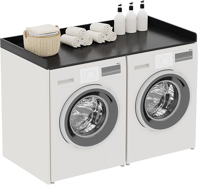 ChooChoo Washer Dryer Countertop, Laundry Room Topper for Folding Clothes and Storage, Over Machine Organizer Table, Black