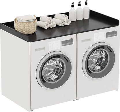 ChooChoo Washer Dryer Countertop, Laundry Room Topper for Folding Clothes and Storage, Over Machine Organizer Table, Black