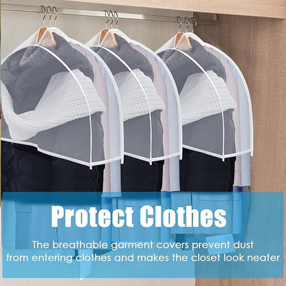 Patelai 8 Pcs 4" Gusseted Plastic Shoulder Covers for Hanging Clothes Coat Covers for Closet Clear Garment Breathable Bag for Jacket Clothing Coat Dress (Semi-transparent)
