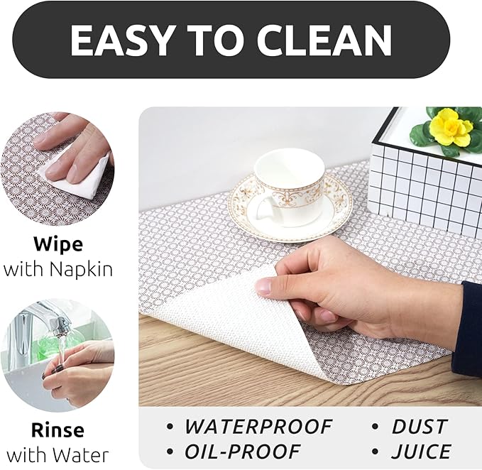 RAY STAR 12X120 Inch Shelf Liner for Kitchen Cabinets, Non-Adhesive Cabinet Liner Washable, PVC Drawer Liner for Dresser Non-Slip Bathroom (Circle)(10 Roll)