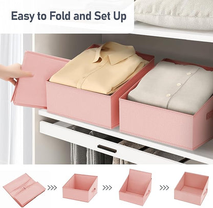 DIMJ Closet Storage Bins 12 Pack - Fabric Storage Baskets for Shelves, Collapsible Clothes Organizer with Handles, Trapezoid Shelf Organization Storage Cubes for Purse, Toys, Books, Towel, Clothes