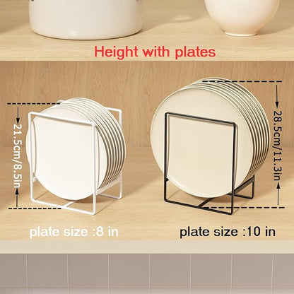 Hikinlichi Metal Drying Rack, 3 Pack Inside Cabinet Plate Holders Organizers, Upright Dish Racks for Countertop and Cupboard, Large Capacity, Black (20x16x11.5 cm Each)