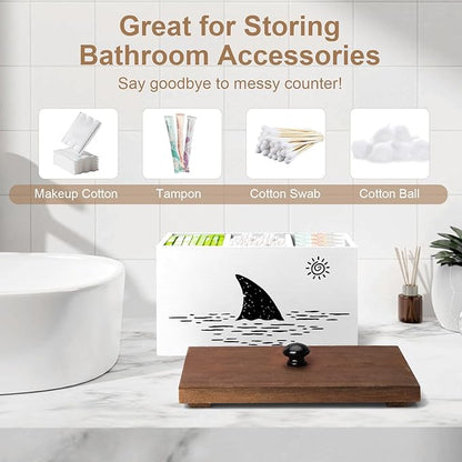 Tampon Holder for Bathroom,White Feminine Product Organizer,Girl Stuff Box for Bathroom,Pad and Tampon Organizer for Bathroom,Pad Holder for Bathroom,Shark Week Bathroom Organizer,Bathroom Accessories