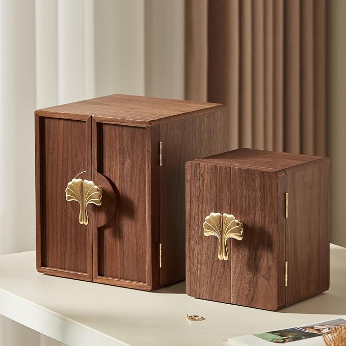 Homruilink Wooden Jewelry Box 5 Layer Black Walnut Large Jewelry Organizer with Brass Handle for Necklaces Rings Earrings Watches Storage, Valentines Day Gifts for Her(7.9x8.7x10.0inches)