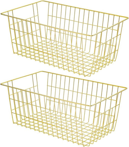 SANNO Wire Baskets Storage Baskets, Freezer Bakets Pantry Baskets Kitchen Organizing Basket Set, Great for Home, Bathroom, Tables Countertops, Office