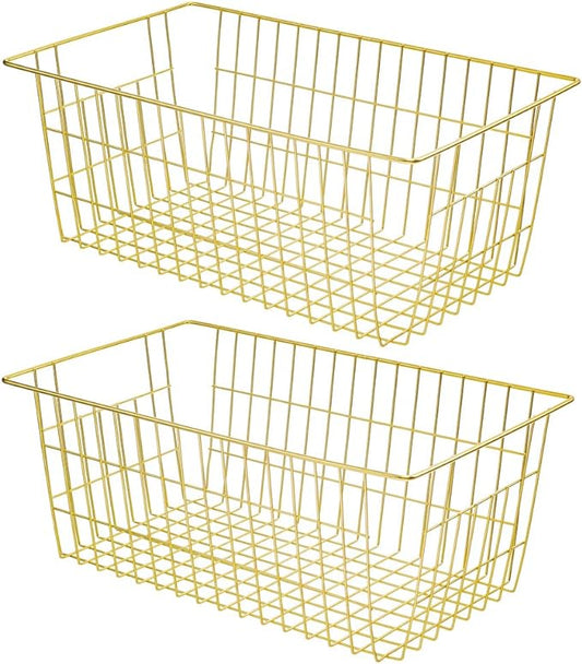 SANNO Wire Baskets Storage Baskets, Freezer Bakets Pantry Baskets Kitchen Organizing Basket Set, Great for Home, Bathroom, Tables Countertops, Office