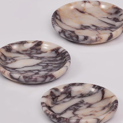LWALMS Trinket Marble Jewelry Tray - Stone Ring Key Purse Holder Dish, Small Cute Round Plate Decorative Bowl for Nightstand Entryway Coffee Table Decor (5.5 inch)