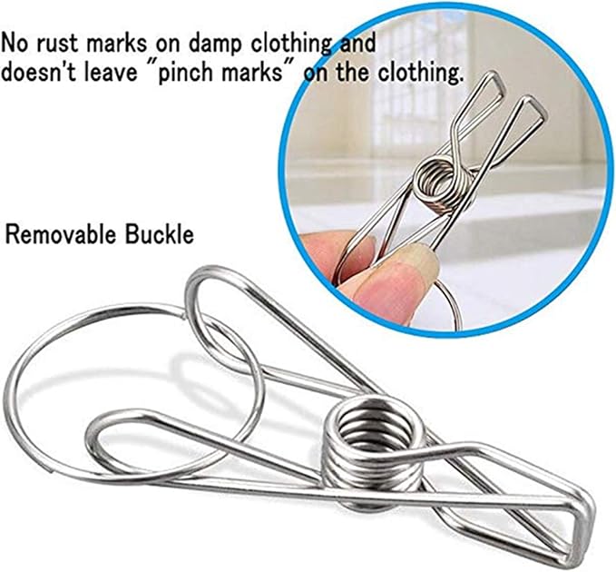 Strong Stainless Steel Laundry Drying Rack Clothes Hanger with 10 Clothespins Indoor Space Saver Hanging Clothing Organizer Mitten Sock Hangers