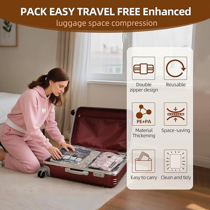 VACKFOX 12 Pack Travel Vacuum Bags for Clothing,Compression Seal Packing Cubes for Luggage Suitcase Backpack,Carry-on Size Space Saver Storage Bags 80% Space Saver for travel,outdoor and home use.