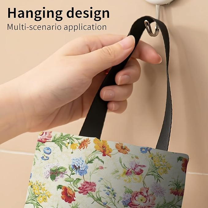 Plastic Bag Holder, Wall Mount Grocery Bag Organizer, Funny Hanging Trash Bag Storage Dispenser for Home Kitchen Colorful Floral