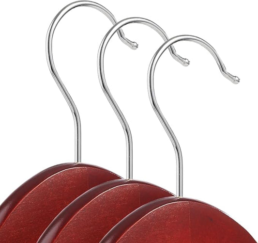 Casafield - 10 Cherry Wooden Suit Hangers - Premium Lotus Wood with Notches & Chrome Swivel Hook for Dress Clothes, Coats, Jackets, Pants, Shirts, Skirts