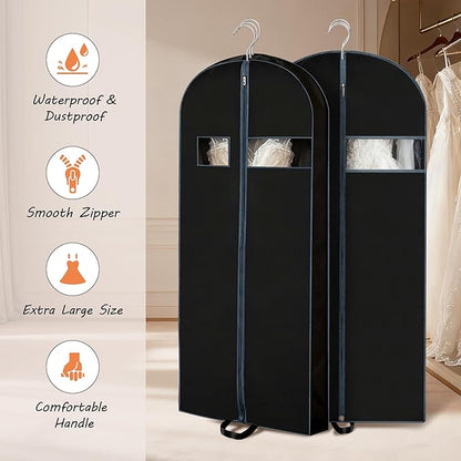 60 inch Dress Garment Bag for Suits, Dresses and Gowns – Long Garment Cover for Closet Storage and Travel Protection