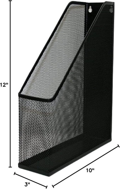 YBM HOME Steel Mesh Wall Magazine File Holder for Home & Office Organization, Serves as a Magazine Rack, Desk Organizer, Letter and Mail Bin, Holds Up to 20 Magazines - 12-Pack Black, 1101-12