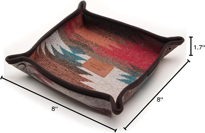 Ruth&Boaz Wool Fabric Valet Tray | EDC Tray | Lay Plat Wool Tray Suitable for Travel 8x8 inches(M-orange)