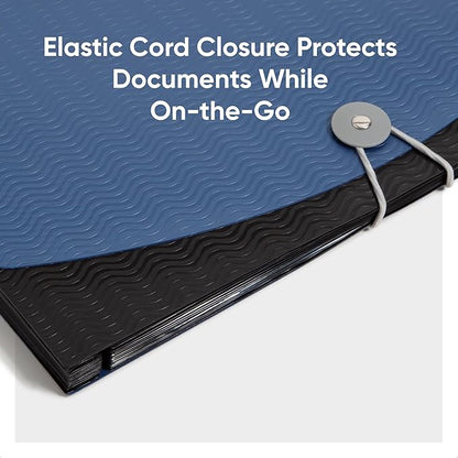 Smead Poly Frequency Expanding File Folders, Flap and Cord Closure, Letter Size, Wave Pattern, 13 Pocket, Blue/Black (70863)