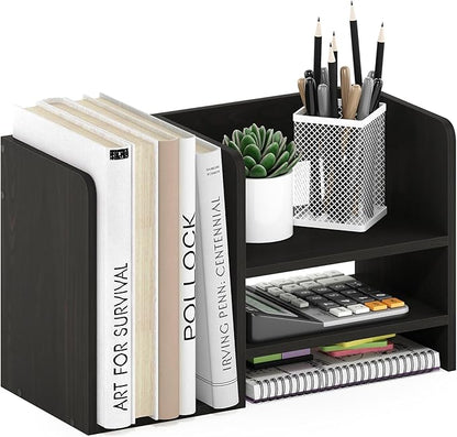 Furinno Hermite Wood Desktop Book and Home Office Supplies Storage Organizer, Espresso
