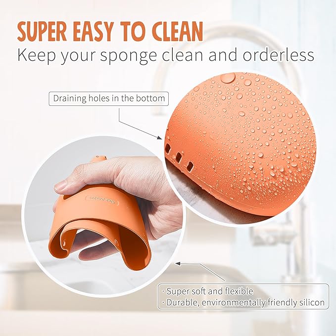 Sophie & Panda Silicone Sponge Holder for Kitchen Sink Bags Set of 2 - Easy to Use Soap Holder No Installation Needed Kitchen Sink Caddy - Organizer Set of 2 White and Grey