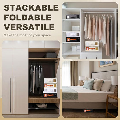 uxcell 4 Pack Bed Sheet Organizers and Storage with PU Handle, Foldable Bedding Duvet Cover Set Organizer Storage Closet and Under Bed Storage Containers, Gray