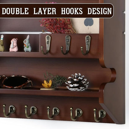 Key Holder for Wall, Mail Organizer Wall Mounted, Luxury Walnut