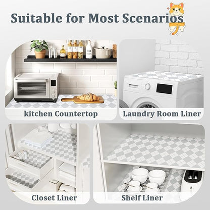 Shelf Liner for Kitchen Cabinets 18" x 360" Non-Adhesive Non-Slip Drawer Liners for Dresser, Waterproof Washable Paper, Durable Protector Mat for Pantry Shelves Cupboards, Light Grey